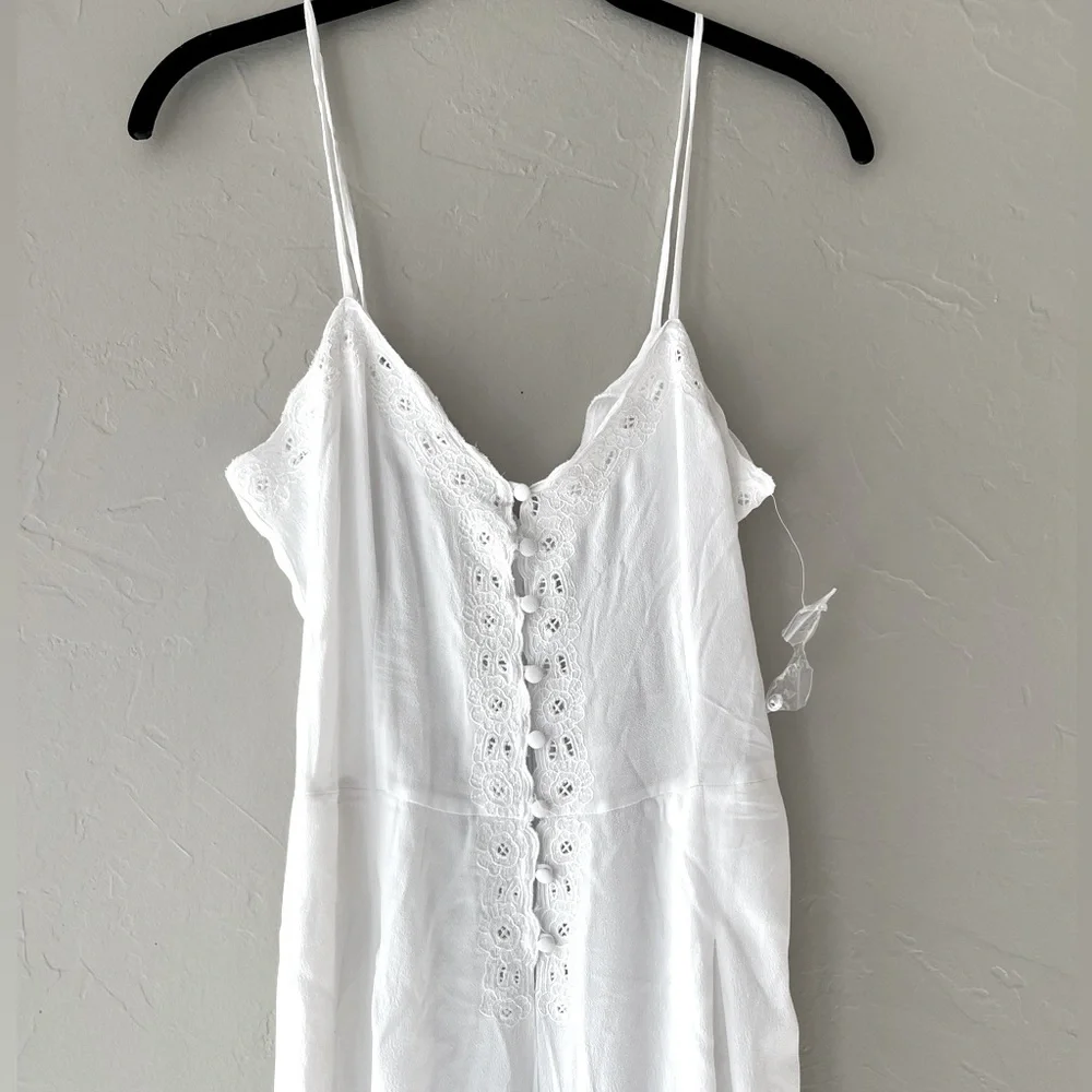 🤍NEW FREE PEOPLE EILEEN CREPE WIDE LEG LACE JUMPSUIT 8